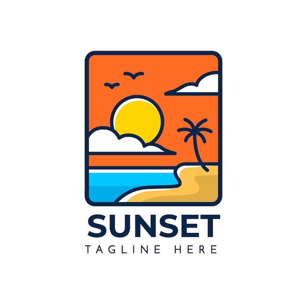 Vector gratuito plantilla de logotipo puesta de sol