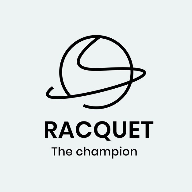 Plantilla de logotipo de raqueta, gráfico de negocios de club deportivo en diseño minimalista