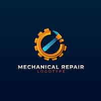 Vector gratuito plantilla de logotipo de reparación mecánica degradada