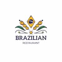Vector gratuito plantilla de logotipo de restaurante brasileño dibujado a mano