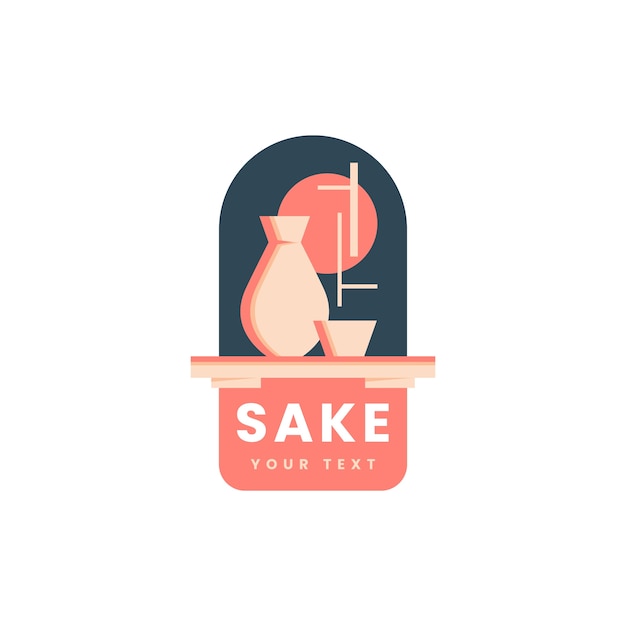 Vector gratuito plantilla de logotipo de sake dibujado a mano