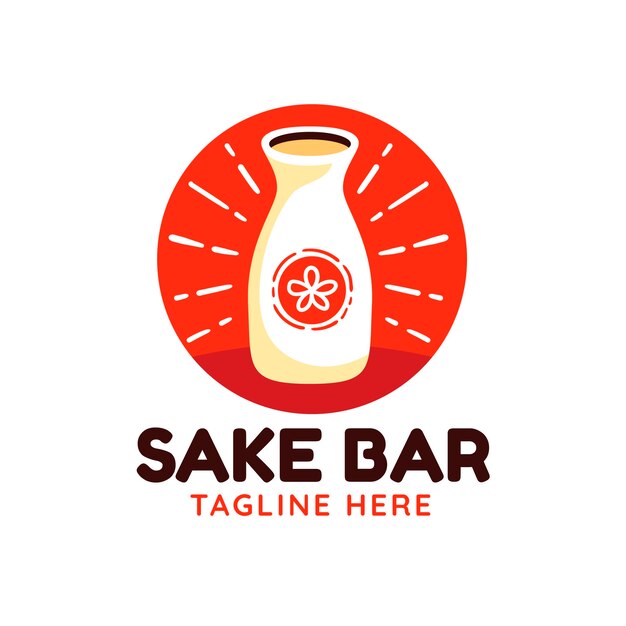 Plantilla de logotipo de sake dibujado a mano