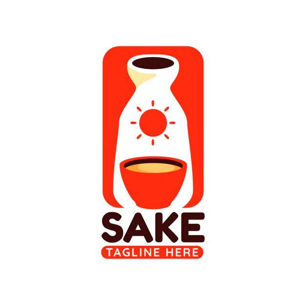 Plantilla de logotipo de sake dibujado a mano