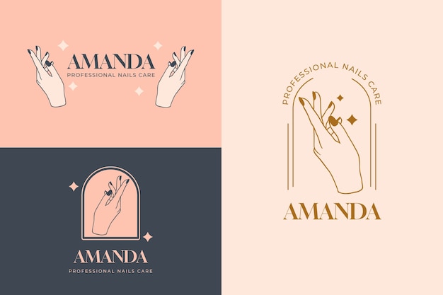 plantilla del logotipo del salón de uñas dibujada a mano