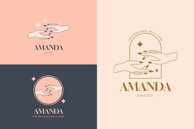 plantilla del logotipo del salón de uñas dibujada a mano