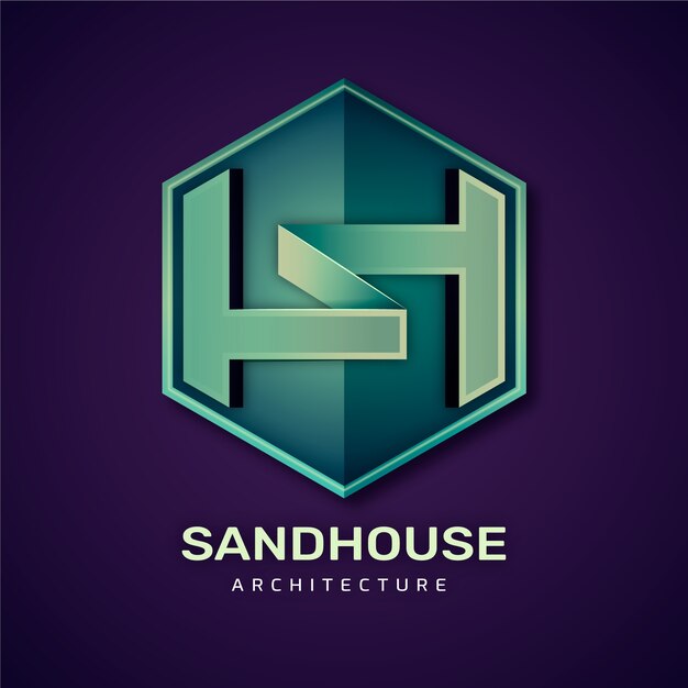 Plantilla de logotipo sh degradado
