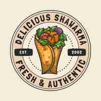 Vector gratuito plantilla de logotipo de shawarma dibujado a mano