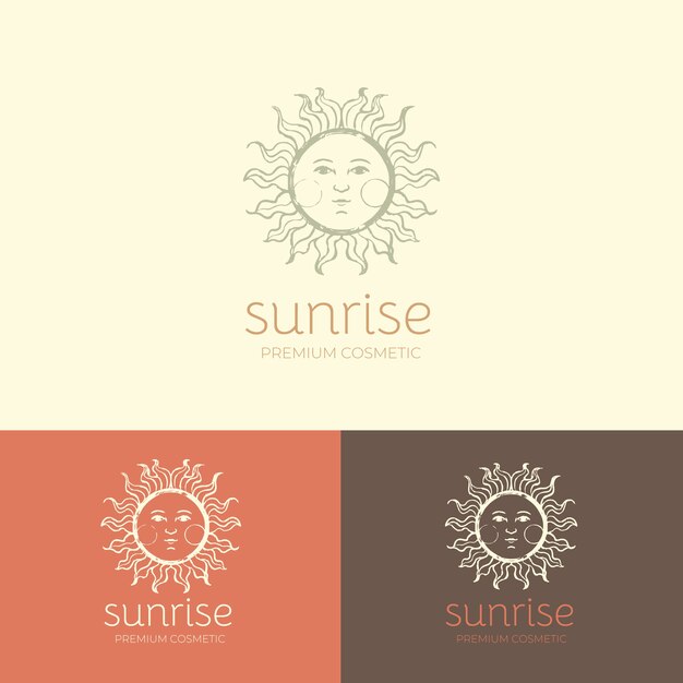 Plantilla de logotipo de sol boho dibujado a mano