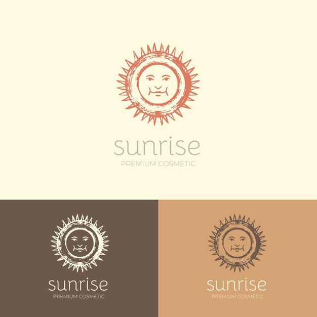 Plantilla de logotipo de sol boho dibujado a mano