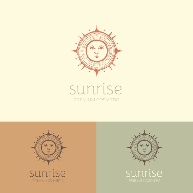 Vector gratuito plantilla de logotipo de sol boho dibujado a mano