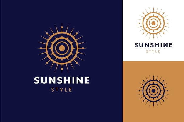 Plantilla de logotipo de sol boho de diseño plano