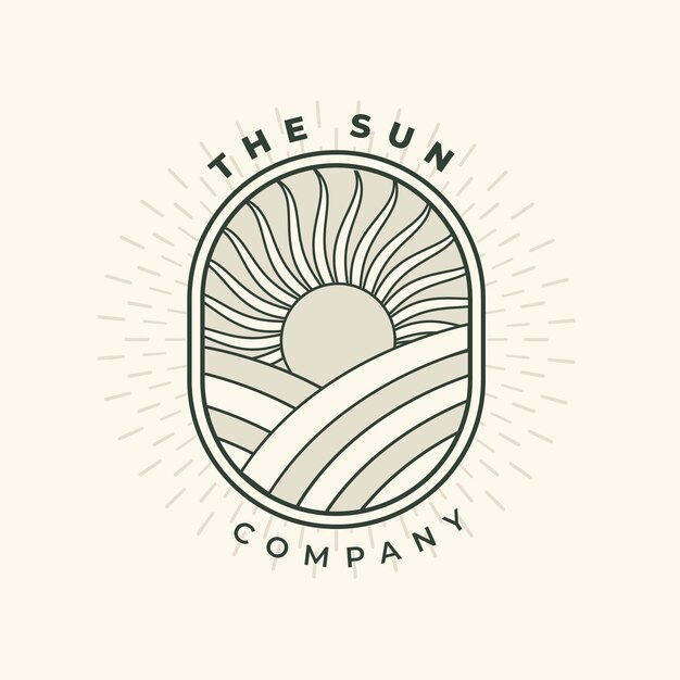 Plantilla de logotipo de sol dibujado a mano