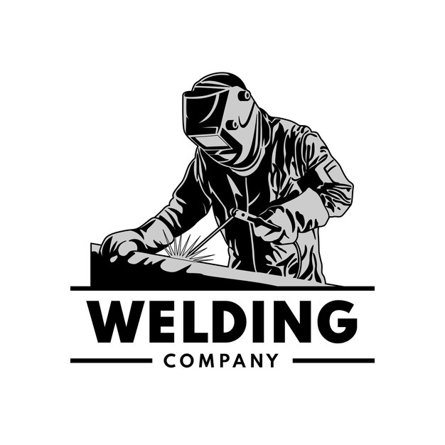 Plantilla de logotipo con un soldador con detalles.