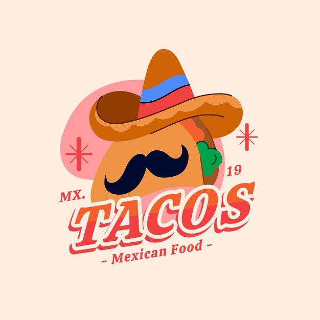 Plantilla de logotipo de taquería dibujada a mano