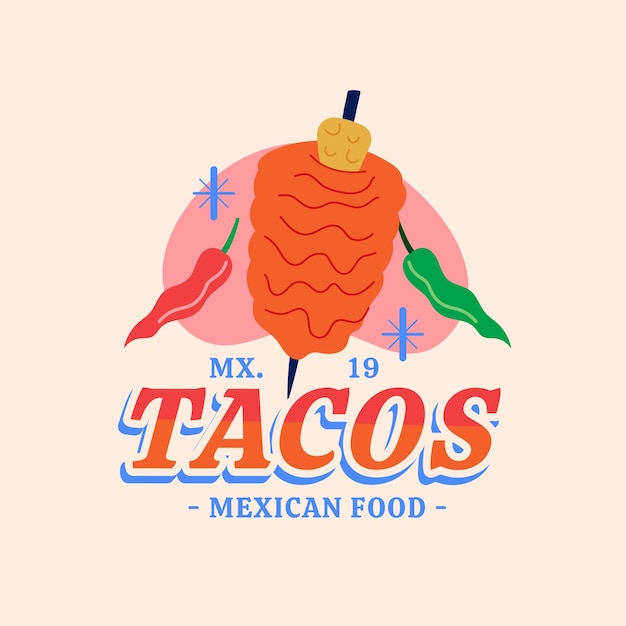 Vector gratuito plantilla de logotipo de taquería de diseño plano