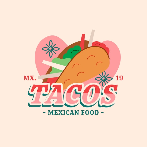 Plantilla de logotipo de taquería de diseño plano