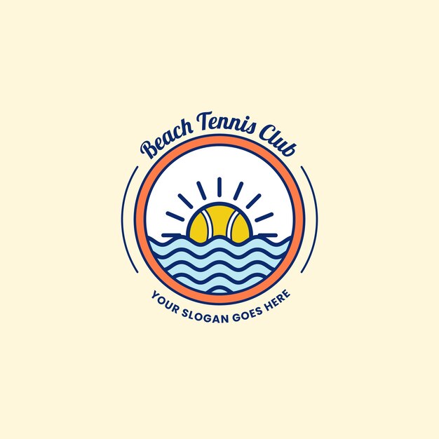 Plantilla de logotipo de tenis de playa dibujado a mano