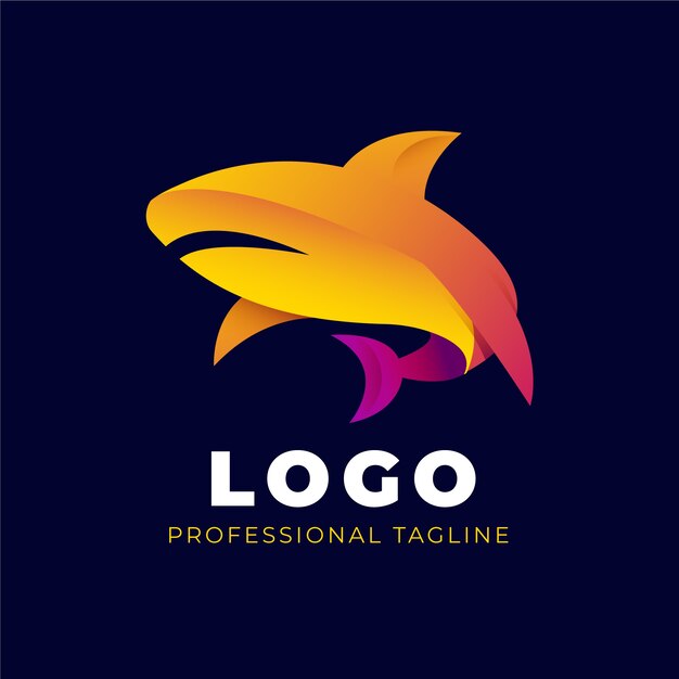 Plantilla de logotipo de tiburón de color degradado
