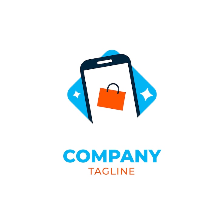 Vector gratuito plantilla de logotipo de tienda móvil de diseño plano