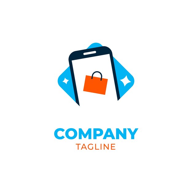 Plantilla de logotipo de tienda móvil de diseño plano