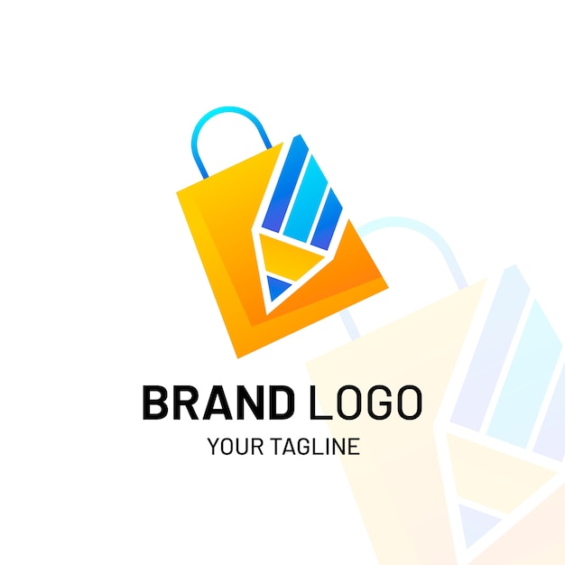 Vector gratuito plantilla de logotipo de tienda de papelería degradada