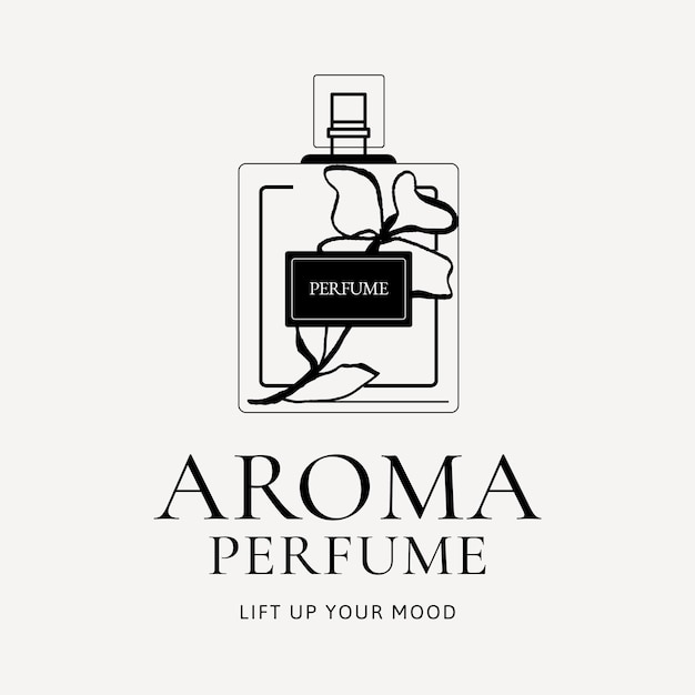 Vector gratuito plantilla de logotipo de tienda de perfumes, diseño de marca de negocios de belleza, vector blanco y negro