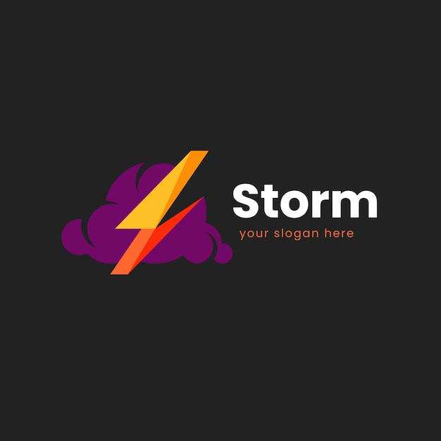 Vector gratuito plantilla de logotipo de tormenta degradada