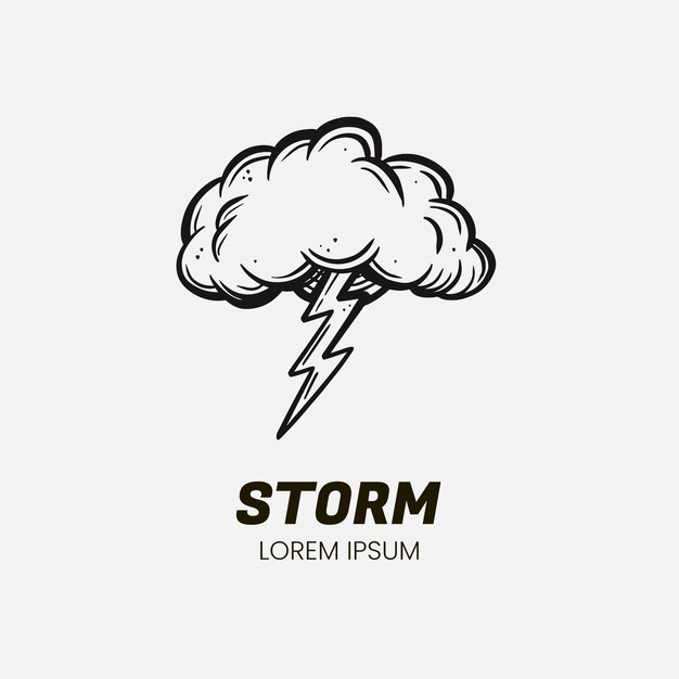 Plantilla de logotipo de tormenta dibujado a mano