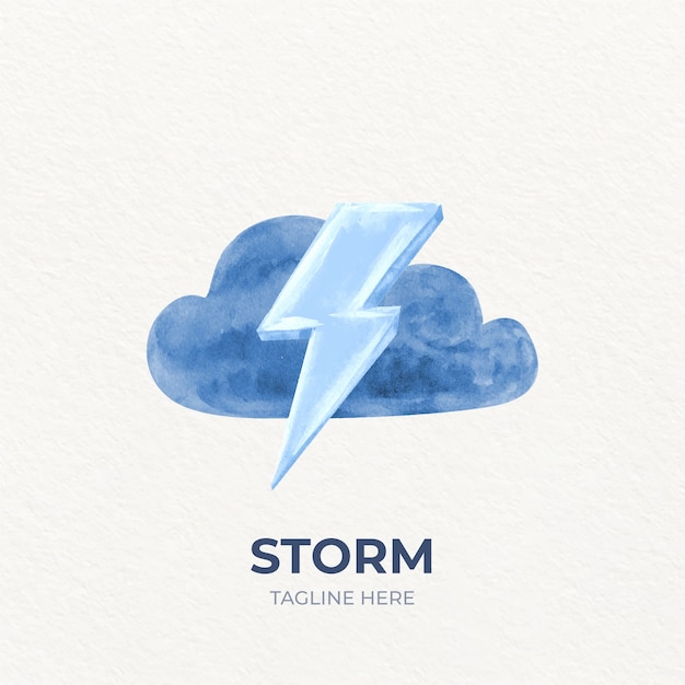 Vector gratuito plantilla de logotipo de tormenta pintado en acuarela