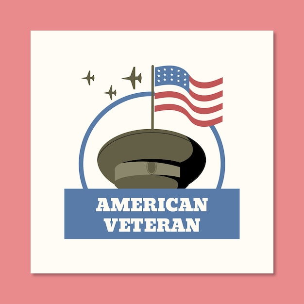 Vector gratuito la plantilla del logotipo del veterano americano de estilo vintage