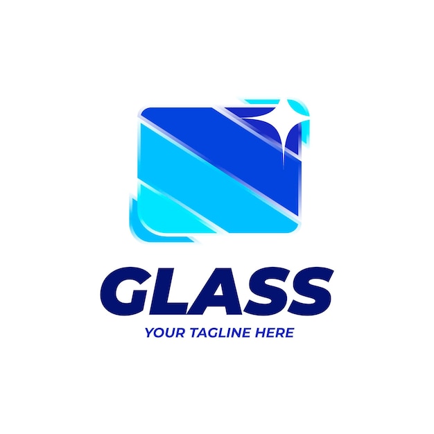 Plantilla de logotipo de vidrio de diseño plano