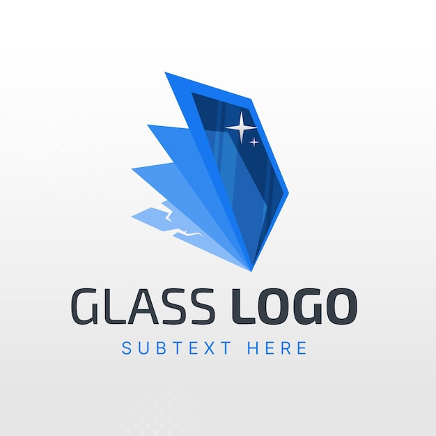 Plantilla de logotipo de vidrio de diseño plano