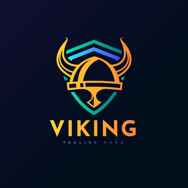 Vector gratuito plantilla de logotipo vikingo degradado