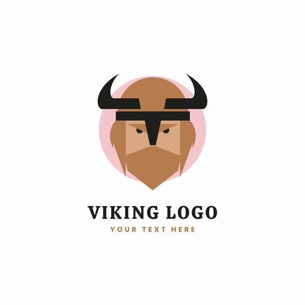 Plantilla de logotipo vikingo de diseño plano