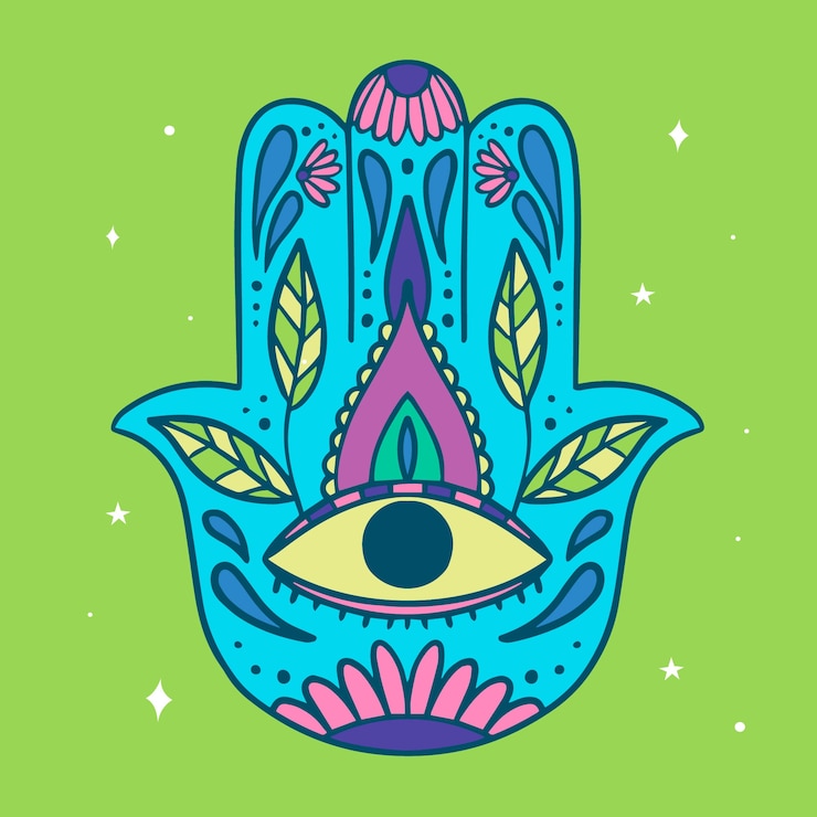 Vector gratuito plantilla de mano de fatima de diseño plano