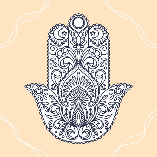 Plantilla de mano de fatima de diseño plano