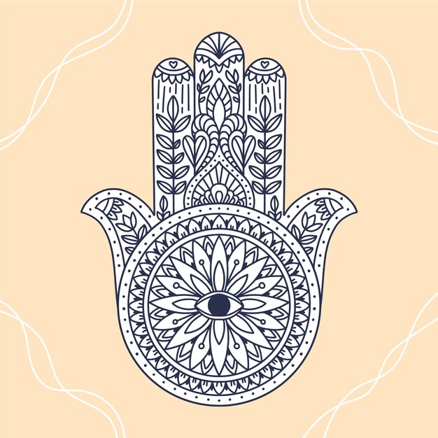 Plantilla de mano de fatima de diseño plano
