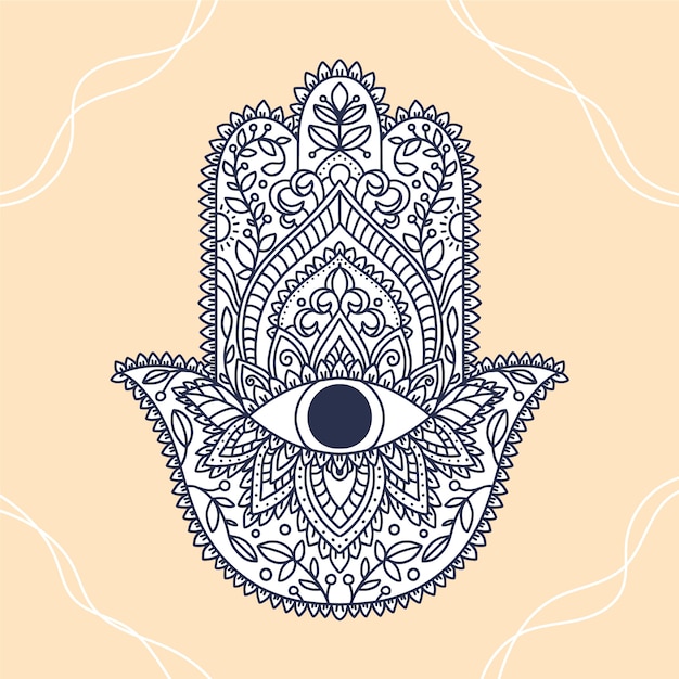 Plantilla de mano de fatima de diseño plano