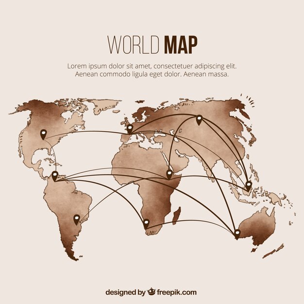 Plantilla de mapa del mundo con marcadores