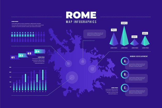 Vector gratuito plantilla de mapa de roma degradado