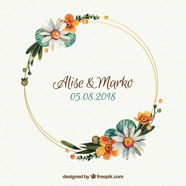 Plantilla de marco de boda floral