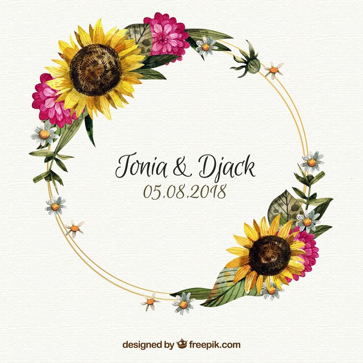 Vector gratuito plantilla de marco de boda floral