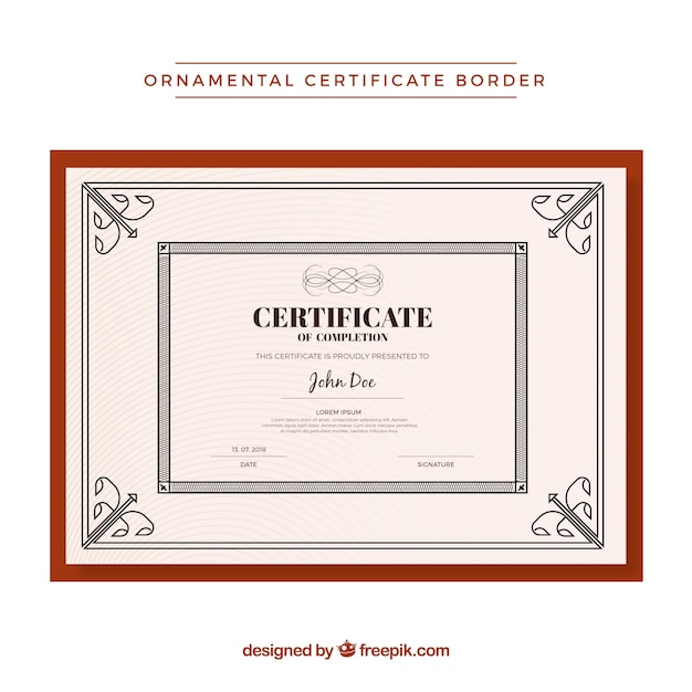 Vector gratuito plantilla de marco decorativo para certificado