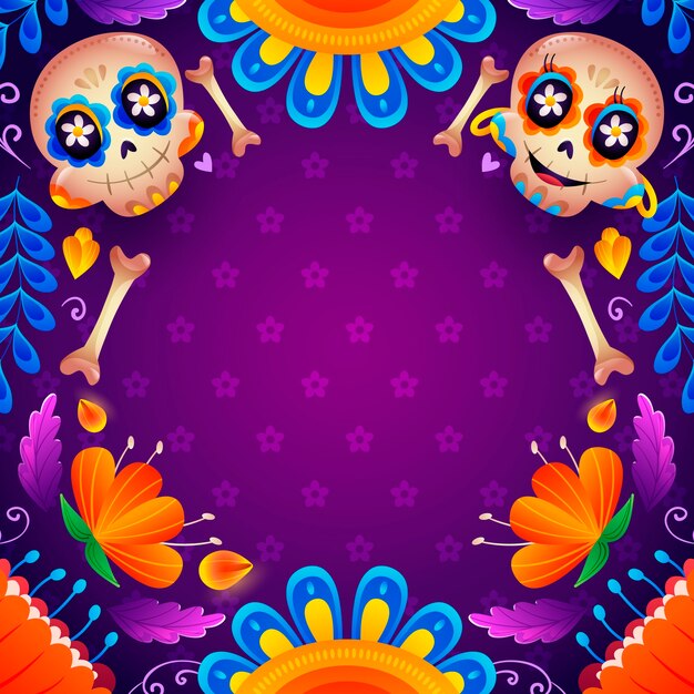 Plantilla de marco degradado de dia de muertos