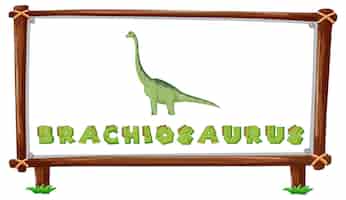 Vector gratuito plantilla de marco con dinosaurios y diseño de braquiosaurio de texto insi