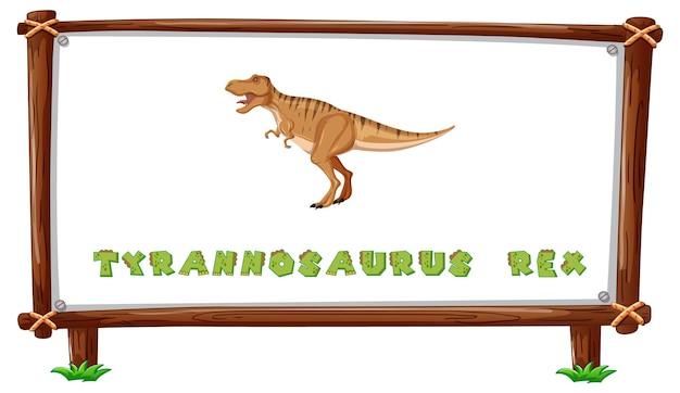 Plantilla de marco con dinosaurios y diseño de tiranosaurio rex de texto