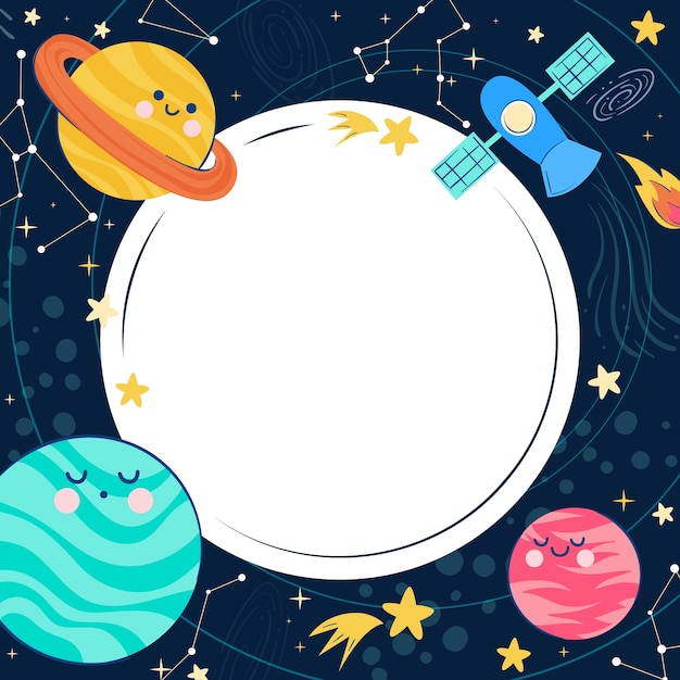 Plantilla de marco espacial para niños