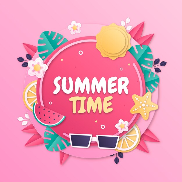 Plantilla de marco de estilo de papel para el verano