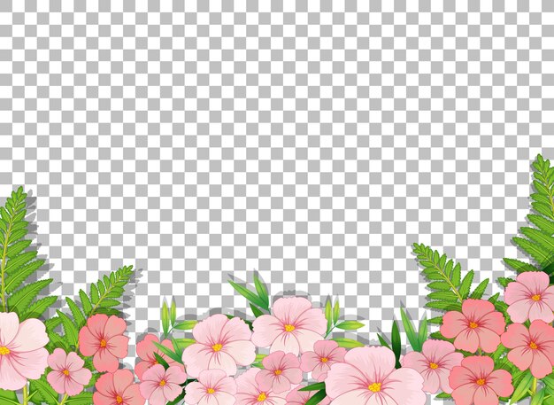 Plantilla de marco de flor rosa sobre fondo transparente