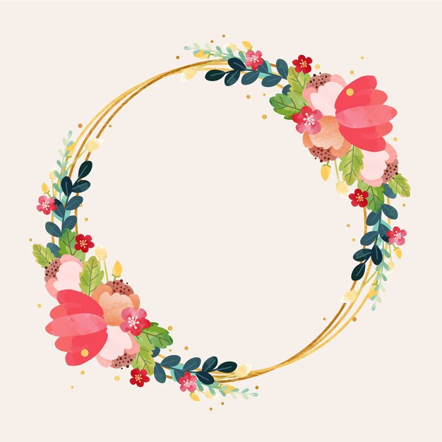 Plantilla de marco floral acuarela